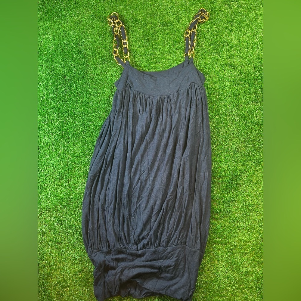 Poetry Y2K Navy Top/Dress with Gold Chain Accents - Picture 4 of 5